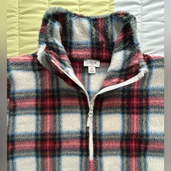 J.Crew Tartan Sherpa Half-zip Pullover Size Small - Picture 3 of 6